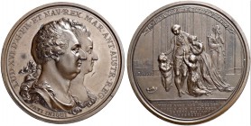 FRANKREICH. Medaillen aus der Zeit der französischen Revolution. Bronzemedaille 1793. Auf den Abschied des Königs von seiner Familie und seinen Tod. S...