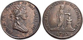 FRANKREICH. Medaillen aus der Zeit der französischen Revolution. Bronzejeton 1793. Tod der Königin Marie Antoinette. 32.2 mm. 10.75 g. Hennin -. Slg. ...