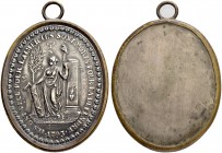 FRANKREICH. Medaillen aus der Zeit der französischen Revolution. Bleimedaille 1793. Auf die Opfer der Freiheit. Ovale Hohlmedaille mit Messingring. 38...