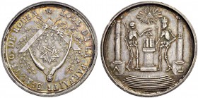 FRANKREICH. Medaillen aus der Zeit der französischen Revolution. Silbermedaille 1795. Freimaurerloge Parfaite Egalité de Rouen. 32.2 mm. 11.50 g. Henn...