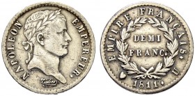 FRANKREICH. Medaillen aus der Zeit der französischen Revolution. I. Kaiserreich. Napoleon I. 1804-1815. 1/2 Franc 1811 U, Turin. 2.45 g. Gadoury 399. ...