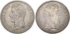 FRANKREICH. Medaillen aus der Zeit der französischen Revolution. Charles X. 1824-1830. 5 Francs o. J. Inkuse Prägung der Rückseite. 25.07 g. Gad. 643,...