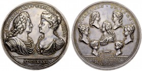 GROSSBRITANNIEN. Königreich. George II. 1727-1760. Silbermedaille 1732. Auf seine Nachkommenschaft. Stempel von J. Croker und J. S. Tanner. Brustbilde...