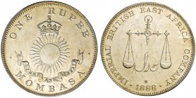 INDIEN. Mombasa. Imperial British East Africa Company. Rupee 1888 H, Heaton Mint. KM 5. PCGS SP63. (~€ 525/USD 605) • Dieses Los unterliegt bei Auslie...