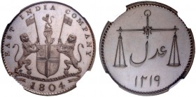 INDIEN. British East India Company. Bombay Presidency. Pice 1804, Soho Mint, Birmingham. Pridmore 199. KM 205. NGC PF66 BN. (~€ 350/USD 405)