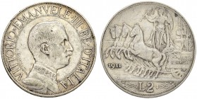 ITALIEN. Königreich. Vittorio Emanuele III. 1900-1946. 2 Lire 1911 R, Roma. 50 Jahre Königreich Italien. 10.00 g. Pagani 734. Montenegro 149. Selten /...