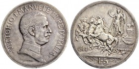 ITALIEN. Königreich. Vittorio Emanuele III. 1900-1946. 5 Lire 1914 R, Roma. 24.99 g. Mont. 114. Pagani 708. Dav. 144. Selten / Rare. Feine Patina / Ni...