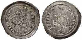 ITALIEN. Aquileia. Raimondo della Torre, 1273-1299. Denaro o. J. RAIMO - NDV PA Gottesmutter sitzt von vorn mit Christuskind. Rv. AQVILEx - xGENSISx A...
