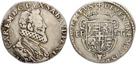 ITALIEN. Savoyen / Sardinien. Carlo Emanuele I. 1580-1630. Ducatone 1598. 28.04 g. MIR 604 b. Dav. 8380. Äusserst selten / Extremely rare. Knapper Sch...