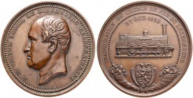 LUXEMBURG. Wilhelm IIII. 1849-1890. Bronzemedaille 1858. Auf die Eisenbahn in Luxemburg. Stempel von L. Wiener. Brustbild von Victor Tesch nach links....