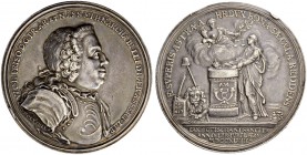 NIEDERLANDE. Historische Medaillen. Silbermedaille 1748. Auf den Frieden von Aachen am 18. Oktober und die 100-Jahrfeier der niederländischen Unabhäng...