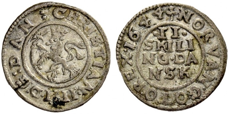 NORWEGEN. Christian IV. 1588-1648. 2 Skilling 1644. 1.20 g. Hede 17. Thesen 131....