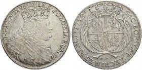 POLEN. August III. 1733-1763. Taler 1754, Leipzig. 28.99 g. Gumowski 2181. Kahnt 675. Dav. 1617. Sehr schön / Very fine. (~€ 440/USD 505)