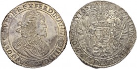 RDR / ÖSTERREICH. Ferdinand III. 1637-1657. Taler 1657, Kremnitz. 28.49 g. Herinek 487. Dav. 3198. Überdurchschnittliche Erhaltung / Extraordinary con...