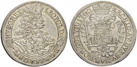 RDR / ÖSTERREICH. Leopold I. 1657-1705. 1/2 Taler 1702 KB, Kremnitz. 14.25 g. Herinek 852. Huszar 1404. Selten in dieser Erhaltung / Rare in this cond...