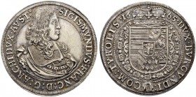 RDR / ÖSTERREICH. Erzherzog Sigismund Franz, 1662-1665. Taler 1665, Hall. 28.61 g. Moser/Tursky 531. Dav. 3370. Hübsche Patina / Attractive patina. Vo...