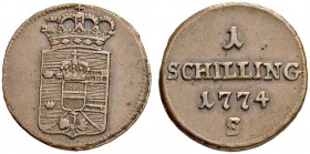 RDR / ÖSTERREICH. Maria Theresia, 1740-1780. 1 Schilling 1774, Schmöllnitz. 2.00 g. Herinek 418. Selten / Rare. Vorzüglich / Extremely fine. (~€ 90/US...