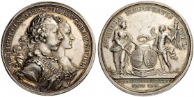 RDR / ÖSTERREICH. Joseph II. 1765-1790. Silbermedaille 1765. Auf seine zweite Vermählung mit Josepha von Bayern. Stempel von A. Widemann. 39.6 mm. 26....