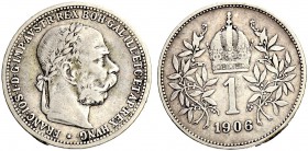 RDR / ÖSTERREICH. Franz Joseph I. 1848-1916. Krone 1906, Wien. 4.92 g. Herinek 799. Seltener Jahrgang / Rare date. Sehr schön / Very fine. (~€ 175/USD...