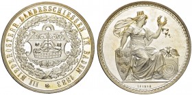 RDR / ÖSTERREICH. Österreichische Schützenmedaillen. Silbermedaille 1883. Baden. III. Niederösterreichisches Landesschiessen. 17.19 g. Wurzb. 495. Pra...