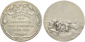 RDR / ÖSTERREICH. Österreichische Schützenmedaillen. Silbermedaille 1902. Wien. Gründungs- und Bannerweih-Fest-Schiessen. 10.93 g. Fast FDC / About un...