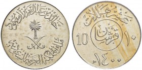 SAUDI ARABIEN. Khalid bin Abdulaziz, 1975-1982. 10 Halala AH 1400 (1979 AD). KM 54. PCGS SP65. (~€ 90/USD 100) • Dieses Los unterliegt bei Auslieferun...