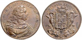 SCHWEDEN. Friedrich I. 1720-1751. Kupfermedaille 1745. Auf Graf Carl Gustav Tessin. Stempel von J. C. Hedlinger. Brustbild nach rechts. Rv. Wappen Tes...