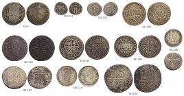 SPANIEN. Lots Spanien. Diverse Münzen. Lot von spanischen Münzen des 16.-19. Jahrhunderts vom 1/2 Real bis zum 4 Reales Stück. Darunter auch bessere T...