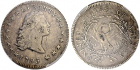 USA. 1 Dollar 1795, Philadelphia. Flowing Hair type. Sehr selten / Very rare. Kratzer / Scratches. PCGS XF Details. (~€ 2195/USD 2525)