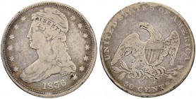 USA. 1/2 Dollar 1836, Philadelphia. Capped bust type. Reeded edge. 13.11 g. KM 58. Sehr selten / Very rare. Kleiner Randfehler / Minor edge nick. Klei...