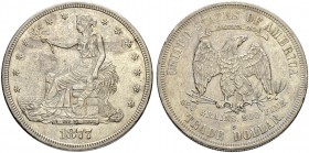 USA. Trade Dollar 1877 S, San Francisco. Seated Liberty type. 27.05 g. KM 108. Fast vorzüglich / About extremely fine. (~€ 130/USD 150) • Dieses Los u...