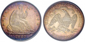 USA. 1/2 Dollar 1882, Philadelphia. Seated Liberty type. Sehr selten in dieser Erhaltung / Very rare in this condition. Herrliche Patina / Most attrac...
