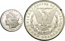 USA. 1 Dollar 1884 CC, Carson City. Morgan type. In Originalschachtel / In original box. FDC / Uncirculated. (~€ 90/USD 100)