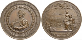 USA. Bronzemedaille 1892/1893. Souvenir der World's Columbian Exposition in Chicago von 1892/1893. Büste Columbus' mit Landkarte nach links. Rv. Zwei ...