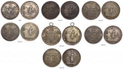 SCHWEIZ. Genf/Genève. Medaillen der Stadt und des Kantons. Schulprämie in Silber o. J. (um 1780). Lot von 7 Stück in unterschiedlichen Gewichten: 29.6...