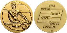 SCHWEIZ. Luzern. Medaillen. Goldmedaille 1974. Rotsee. Ruder-Weltmeisterschaft. Stempel von Hans Erni. 30.28 g. FDC / Uncirculated. (~€ 855/USD 985)