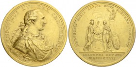 SCHWEIZ. Solothurn. Stadt und Kanton. Vergoldete Bronzemedaille. 1777. Auf das Bündnis zwischen Ludwig XVI. von Frankreich und den eidgenössischen Ort...
