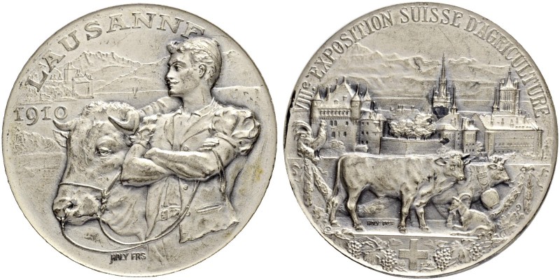 SCHWEIZ. Waadt/Vaud. Medaille des Kantons. Silbermedaille 1910. Lausanne. VIIIe ...