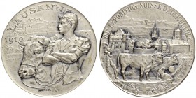 SCHWEIZ. Waadt/Vaud. Medaille des Kantons. Silbermedaille 1910. Lausanne. VIIIe Exposition Suisse d'agriculture. In beschriftetem Originaletui. 19.44 ...