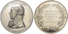 SCHWEIZ. Zürich. Medaillen der Stadt und des Kantons. Silbermedaille 1823. Auf den Tod von Johann Conrad Escher von der Linth. 60.64 g. Schweizer Meda...