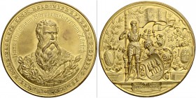 SCHWEIZ. Zürich. Medaillen der Stadt und des Kantons. Vergoldete Bronzemedaille 1889. Auf den Bürgermeister Hans Waldmann. Stempel von W. Mayer und F....