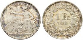 SCHWEIZ. Eidgenossenschaft. 1 Franken 1850 A, Paris. 4.99 g. Divo 3. HMZ 1203a. FDC / Uncirculated. (~€ 570/USD 655)