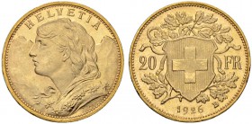 SCHWEIZ. Eidgenossenschaft. 20 Franken 1926 B, Bern. 6.45 g. Divo 367. Fr. 499. Fast FDC / About uncirculated. (~€ 305/USD 355)