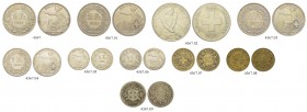 SCHWEIZ. Lots von Münzen der Eidgenossenschaft. Diverse Nominale 1850-1939. 2 Franken 1850, 1860 & 1863. 1 Franken 1860; 1/2 Franken 1851 & 1851. 20 R...