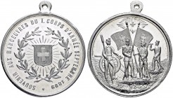 SCHWEIZ. Medaillen der Eidgenossenschaft. Aluminiummedaille 1899. Souvenir de I. corps d'Armée Septembre 1899. 6.43 g. Prachtexemplar / Cabinet piece....