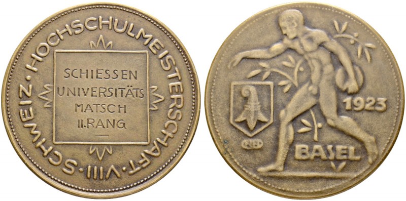 SCHWEIZ. Schützentaler und Schützenmedaillen. Basel. Bronzemedaille 1923. Basel....