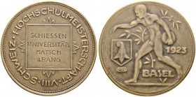 SCHWEIZ. Schützentaler und Schützenmedaillen. Basel. Bronzemedaille 1923. Basel. VIII Schweizerische Hochschulmeisterschaft. Schiessen. Universitätsma...