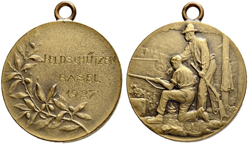 SCHWEIZ. Schützentaler und Schützenmedaillen. Basel. Bronzemedaille 1927. Basel....