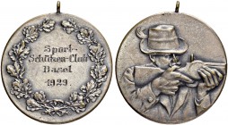 SCHWEIZ. Schützentaler und Schützenmedaillen. Basel. Versilberte Bronzemedaille 1929. Basel. Sport-Schützen-Club. 13.05 g. Richter (Schützenmedaillen)...