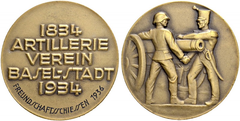 SCHWEIZ. Schützentaler und Schützenmedaillen. Basel. Bronzemedaille 1936. Basel-...